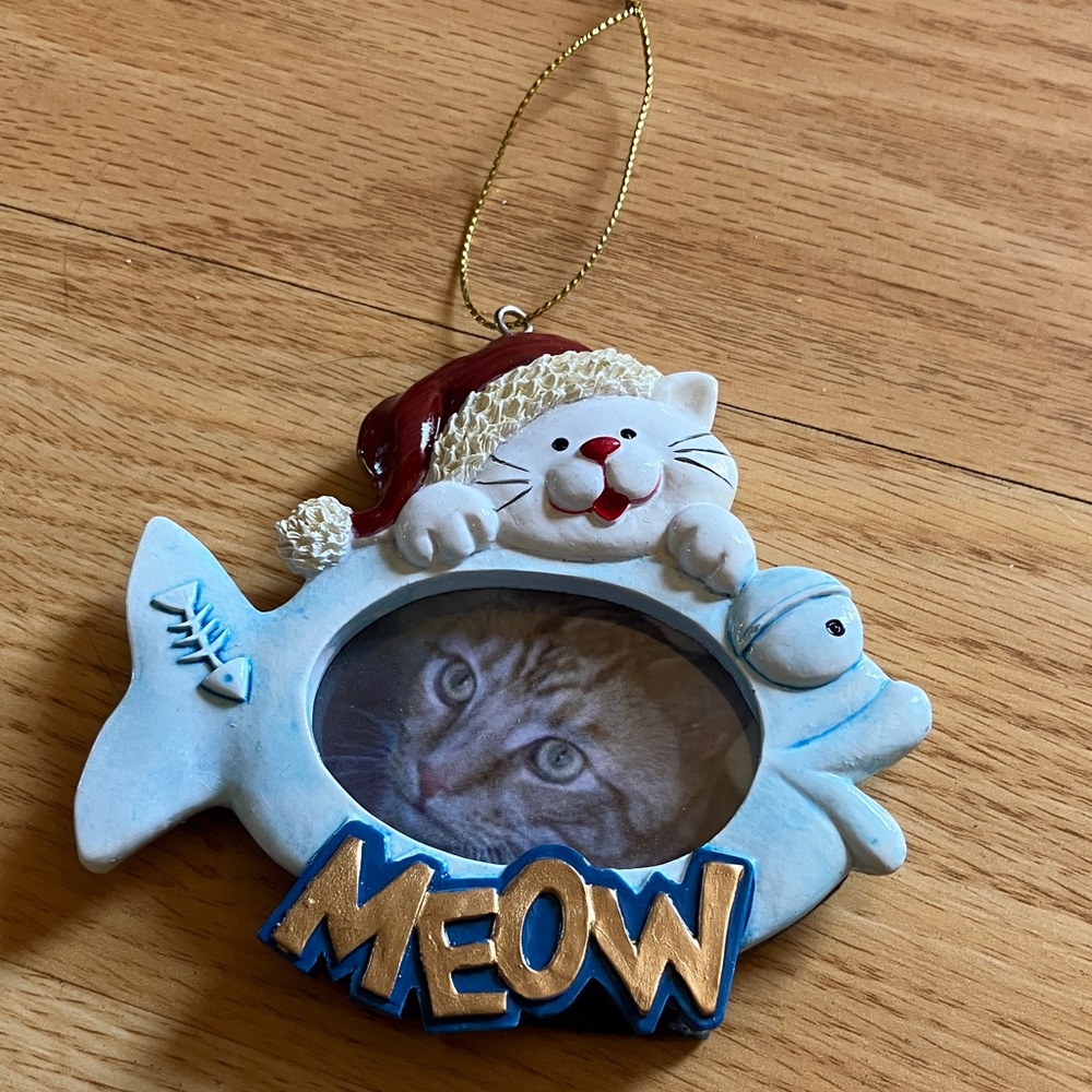 Cat and Fish Photo Frame Ornament